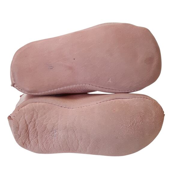 Taos Vintage Baby Moccasins Native American Booties Toddler 2/3 Leather Pink - Picture 10 of 11